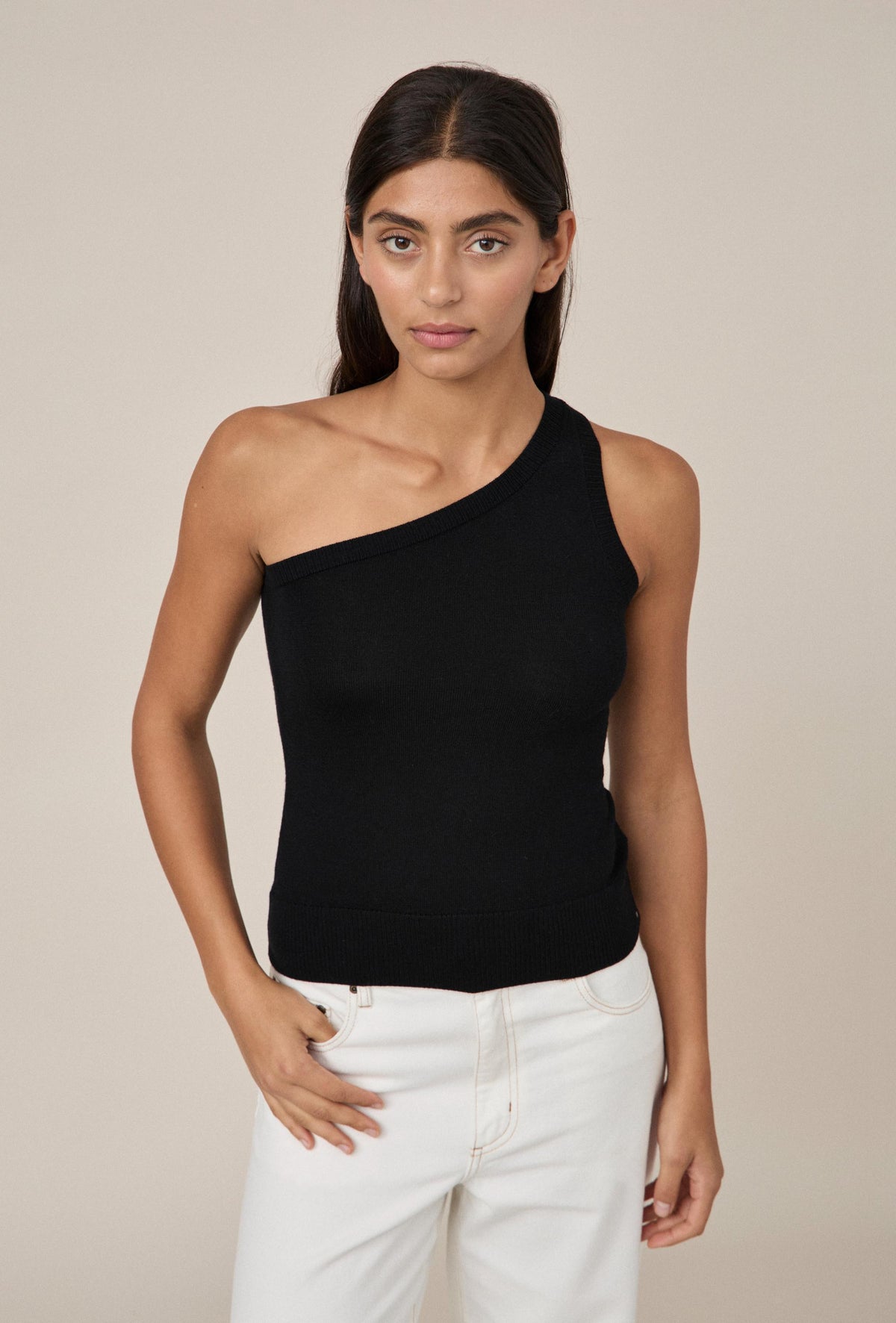 Merino One Shoulder Singlet