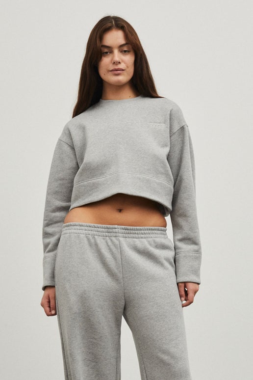 A Little Chilly Crop Sweatshirt In Grey • Impressions Online Boutique