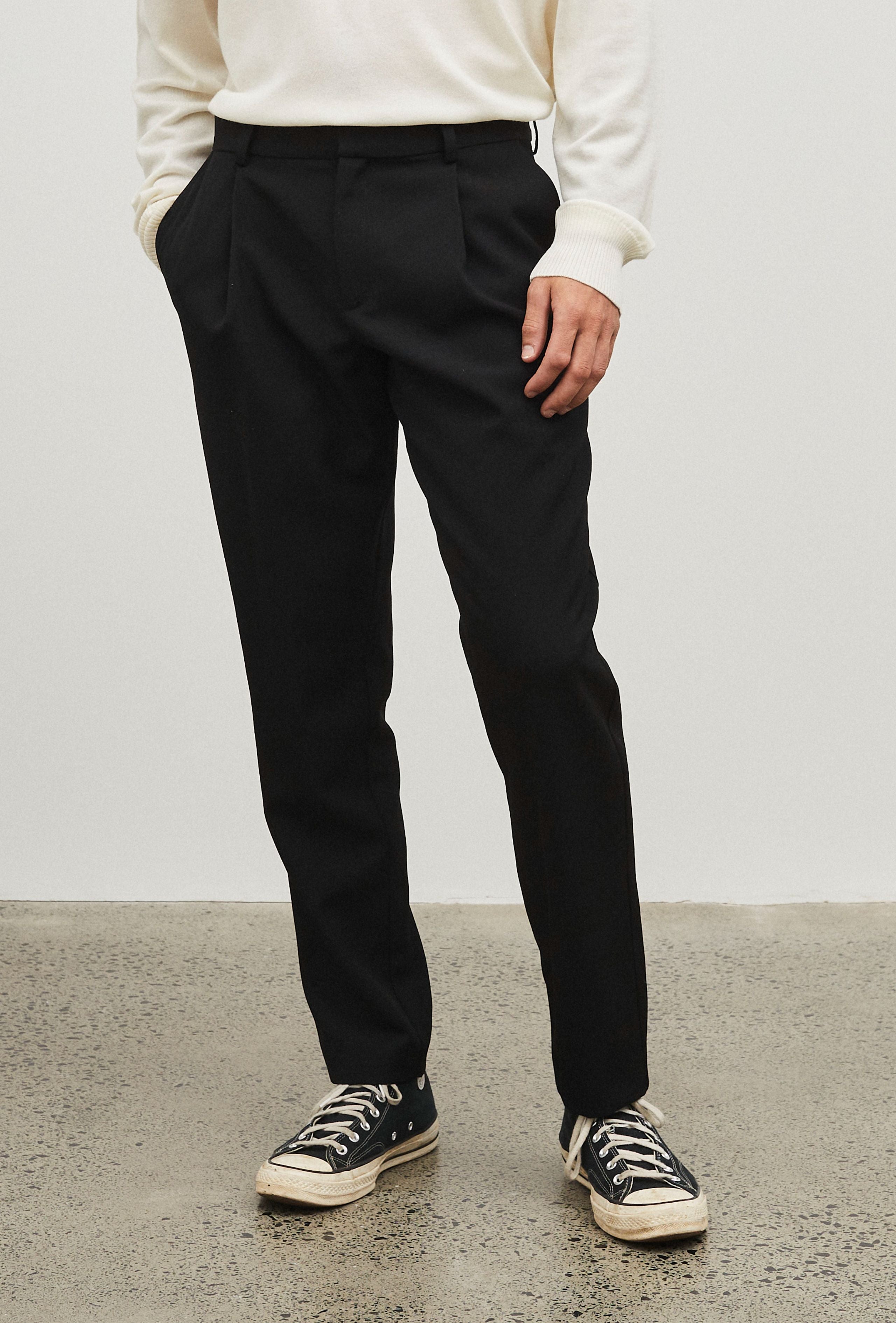 Joe Black tailored fit solidus trouser in black pure wool FCK410 – Mens  Suit Warehouse - Melbourne