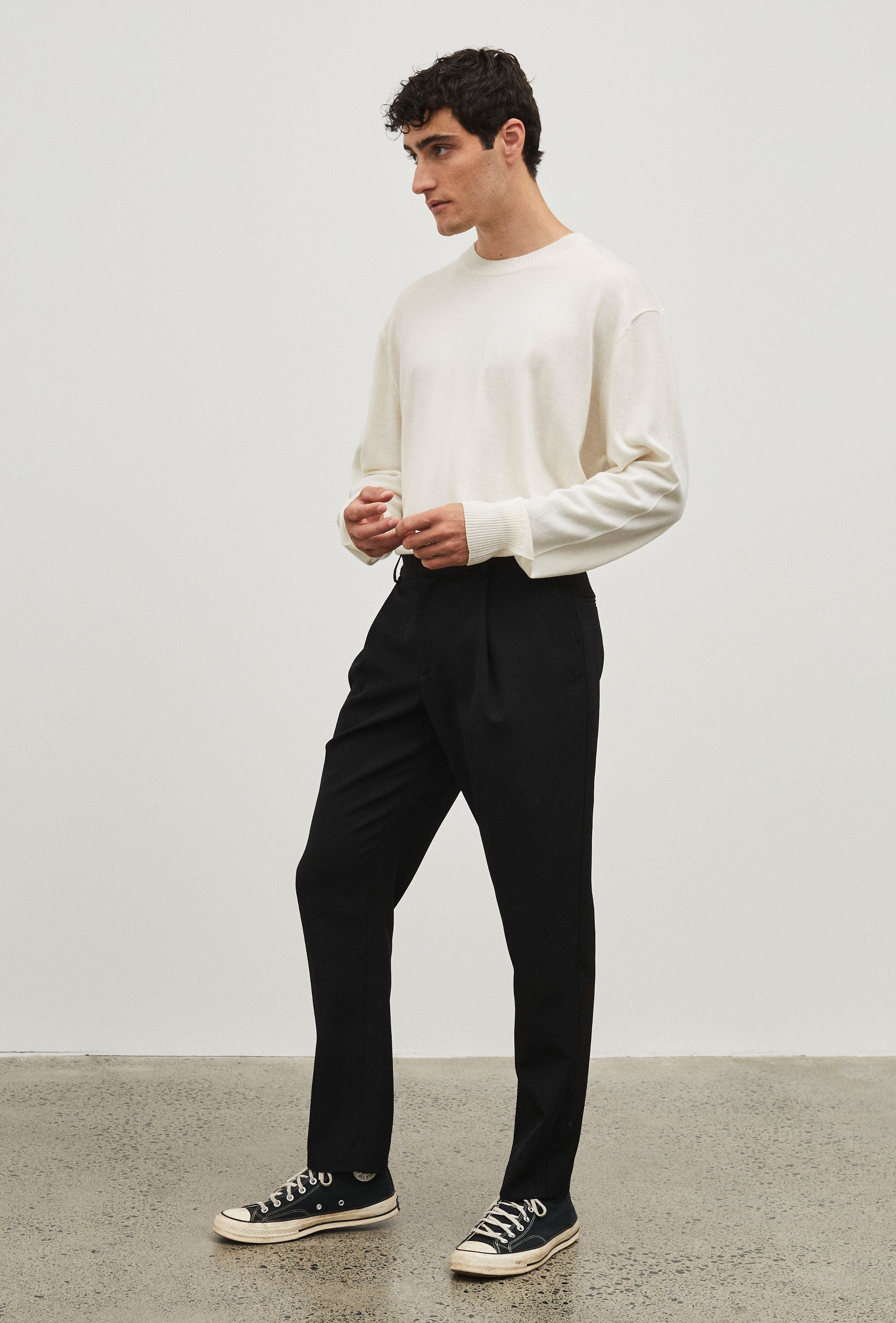 Black Elijah wool relaxed-leg tailored trousers | The Row | MATCHES UK